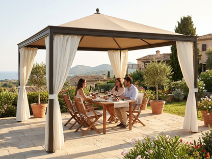 Champagne Gazebo 3x3m with PVC roof and steel frame