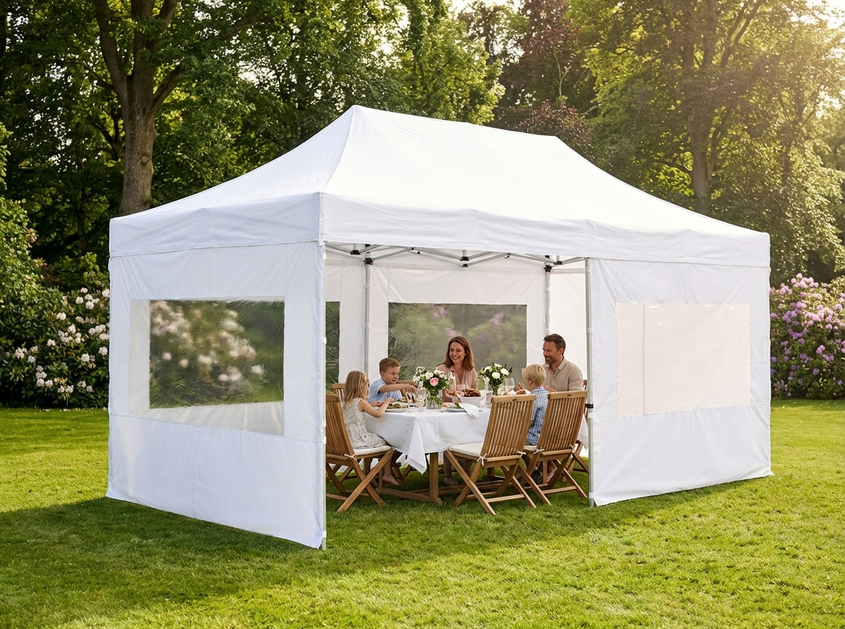 Pop up gazebo 3x6 m white with aluminium frame - view 3