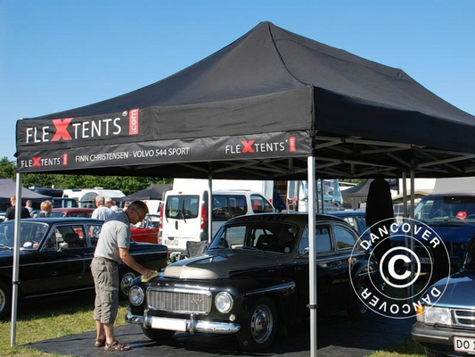 White gazebo banner for events