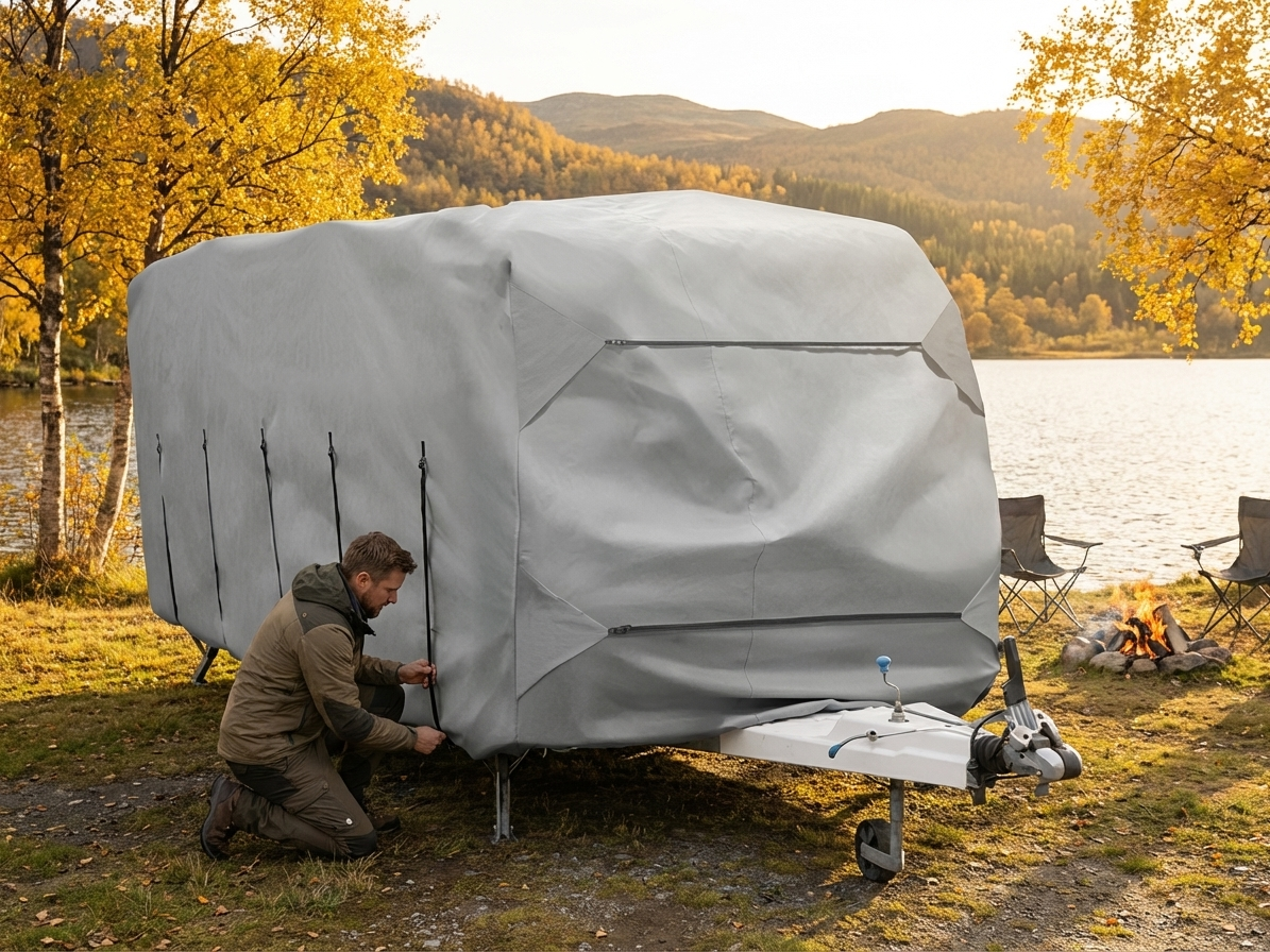 Grey caravan cover with dimensions 5.2x2.5x2.25 m, water-resistant - view 3