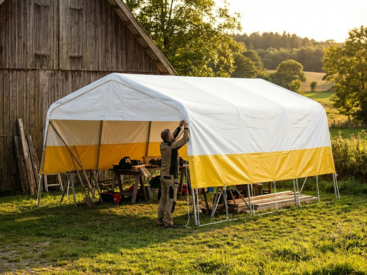 PVC roof cover for storage tent, 3.6x4.8m, white/yellow - product detail