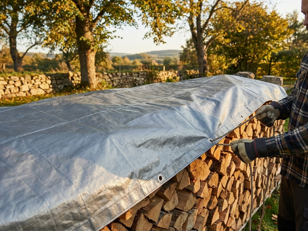 Grey tarpaulin 6x12 m, PE 300 g/m² for outdoor use - view 3