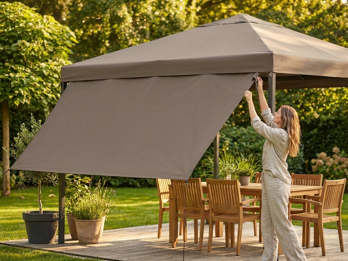 Dark beige gazebo wind roof 3x4 m for outdoor use