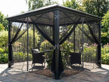 Black mosquito nets for gazebo use, made of polyester - product detail