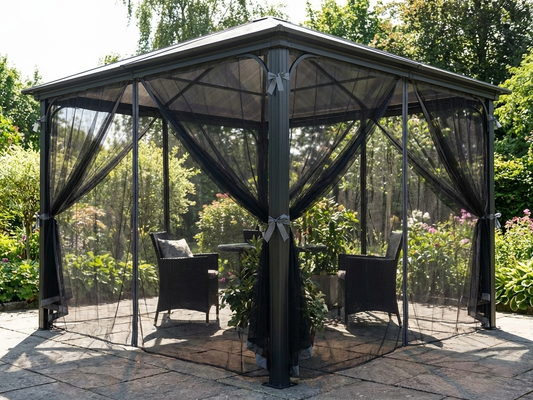 Black mosquito nets for gazebo use, made of polyester - product detail