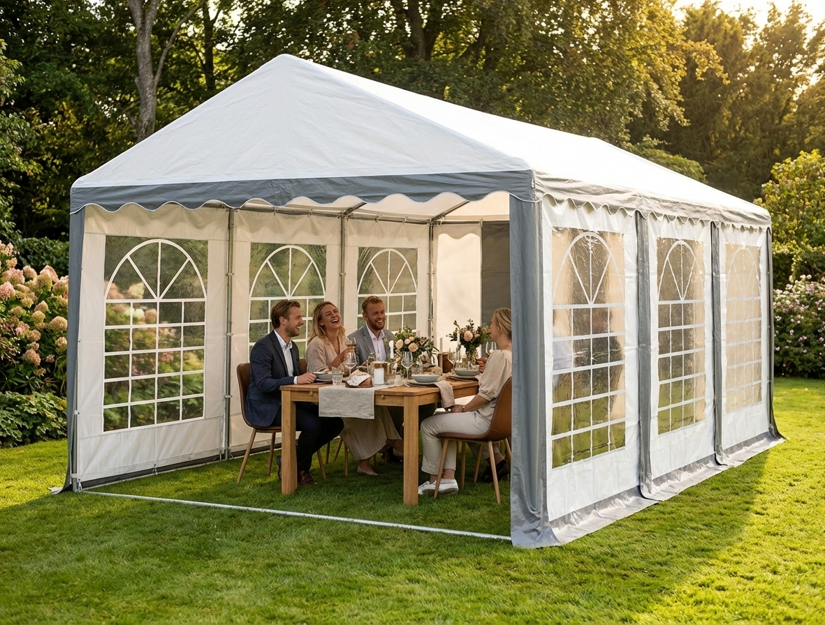 Marquee tent in grey and white for outdoor events - product detail