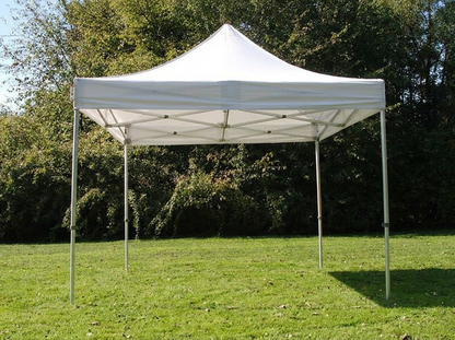White pop up gazebo 4x4 m with flame retardant steel frame