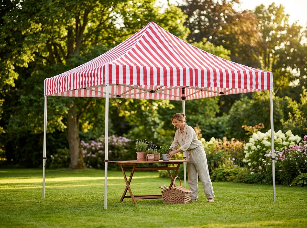 Pop up gazebo 4x4m white and red with aluminium frame - product detail