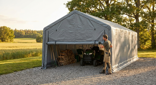 Grey polyethylene storage shelter end wall 4x10 m - product detail