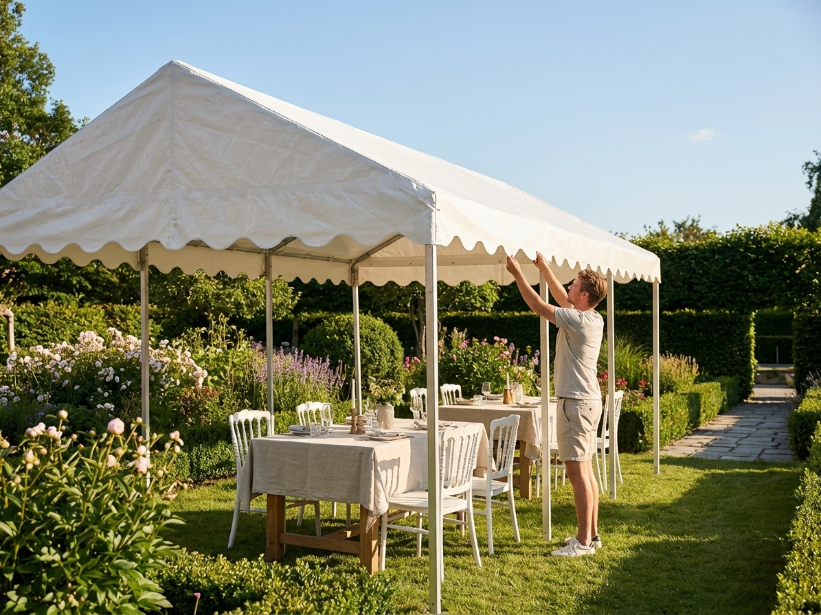 White marquee roof cover 5x8 m made of PVC/polyester - view 3
