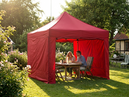 Red pop-up gazebo 3x3m with aluminium frame for outdoor events