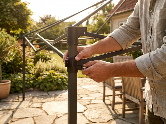 Black steel corner leg fitting for indoor use