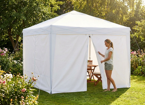 Pop Up Gazebo Sidewall Kit - White - Polyester with PVC - Outdoor Use