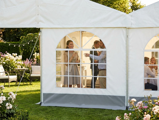 White/Grey PVC marquee sidewall with window for outdoor events - product detail