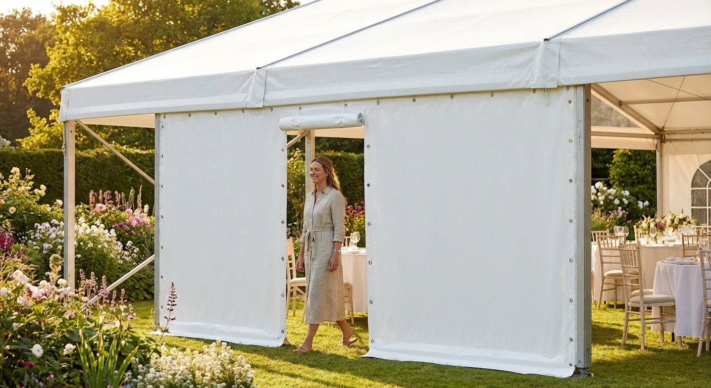 6 m white endwall made of strong PVC for versatile use - view 3