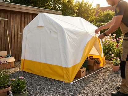 PVC Storage Tent Roof Cover in White and Yellow - view 3