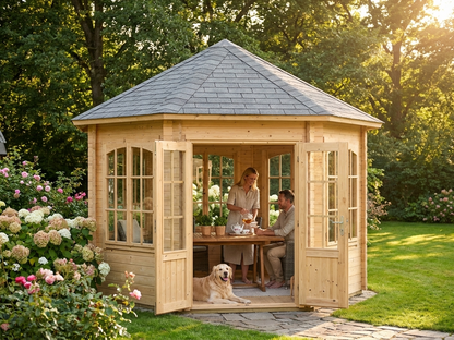 Wooden Gazebo in Natural Finish for Garden and Outdoor Use