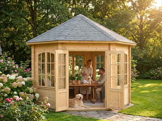 Wooden Gazebo in Natural Finish for Garden and Outdoor Use
