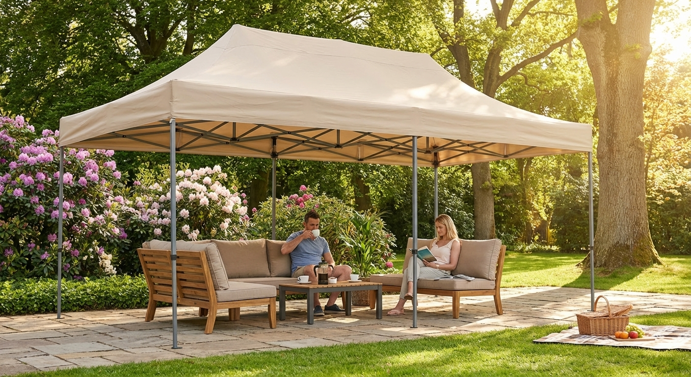 Pop up gazebo with steel frame in latte colour for outdoor events - product detail