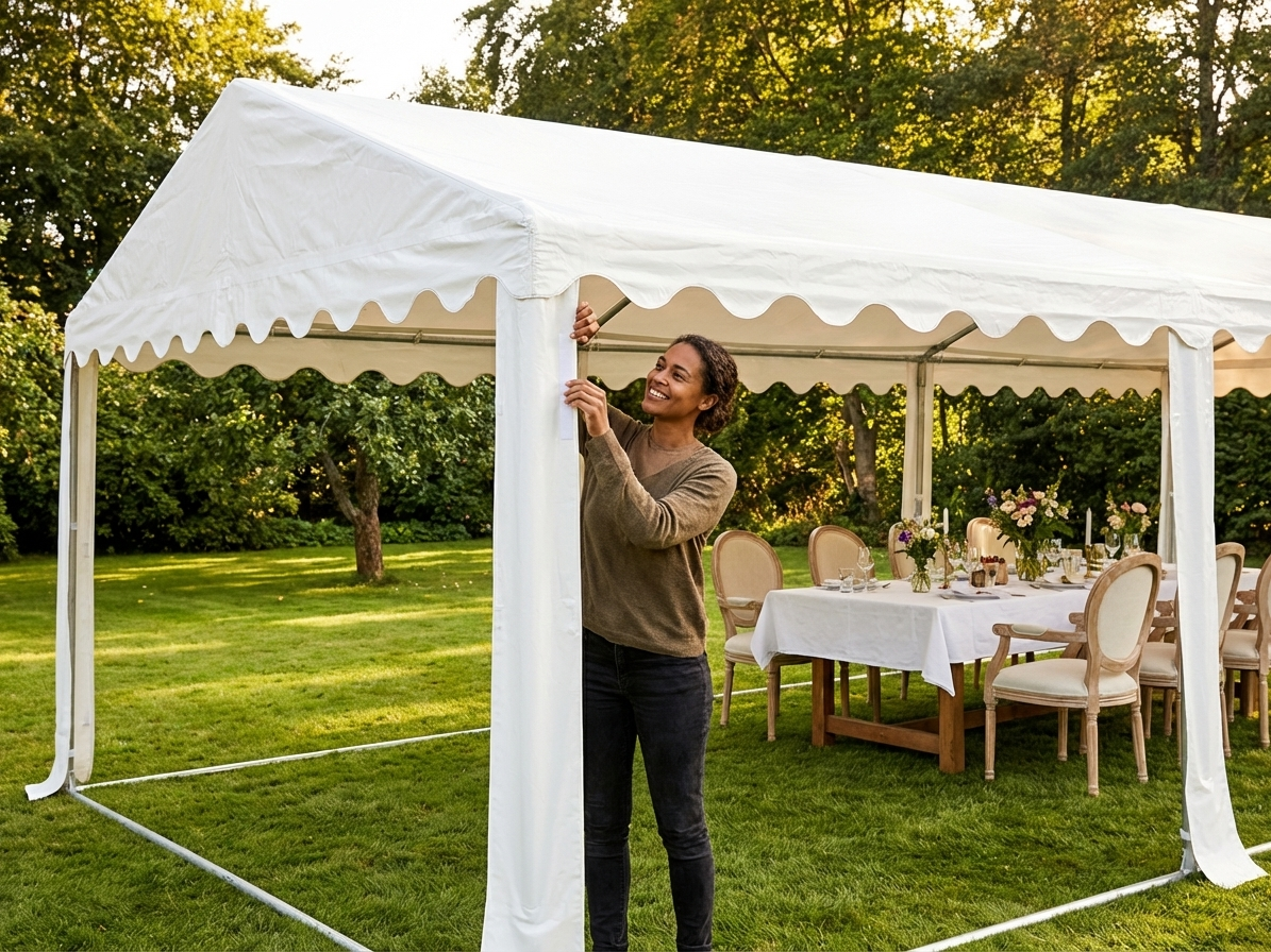 White PVC roof cover for 6x12m marquee - view 3