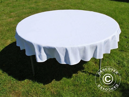 White Dining Tablecloth Ø116 cm in 100% Polyester