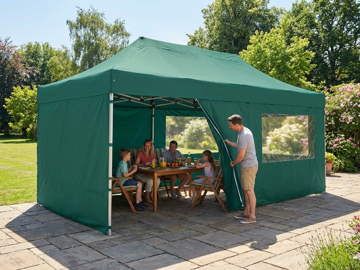 Green pop up gazebo sidewall kit 3x6m for outdoor use - view 3