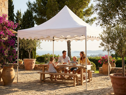 White gazebo roof cover made from polyester with PVC backing - product detail