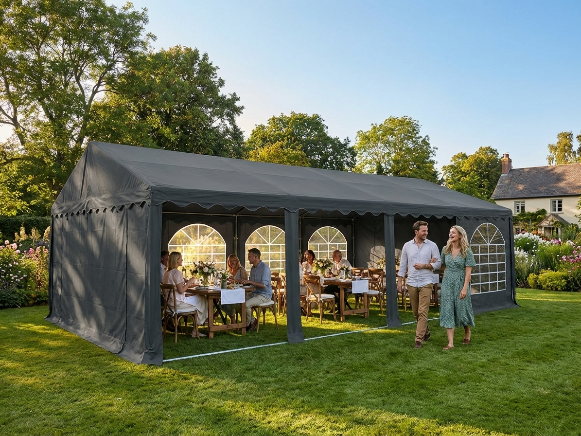 Dark Grey PVC Marquee with Galvanised Steel Frame for Outdoor Events - view 3