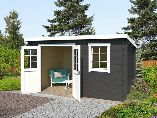 Wooden shed in dark grey, Nordic Spruce, 3.8x2.75x2.11m - product detail