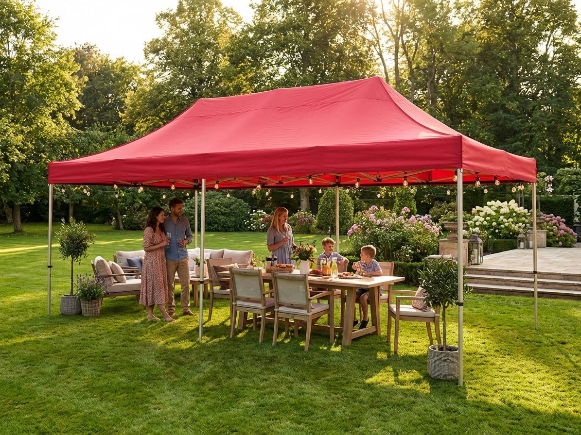 Red pop-up gazebo with aluminium frame for outdoor events - view 3