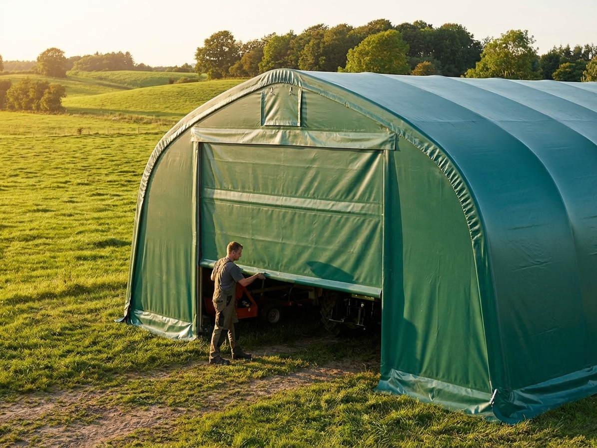 Green PVC end wall for storage shelter - product detail