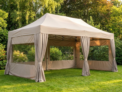 Pop Up Gazebo - 3x6m Latte - Aluminium Frame - Outdoor Events