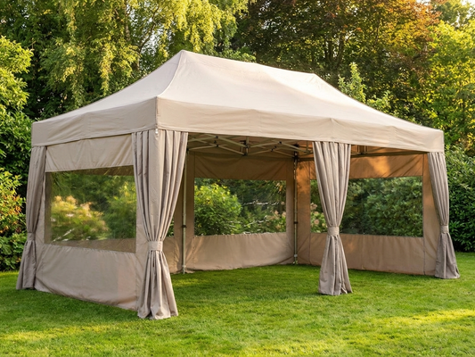 Pop up gazebo in latte colour with aluminium frame for outdoor events
