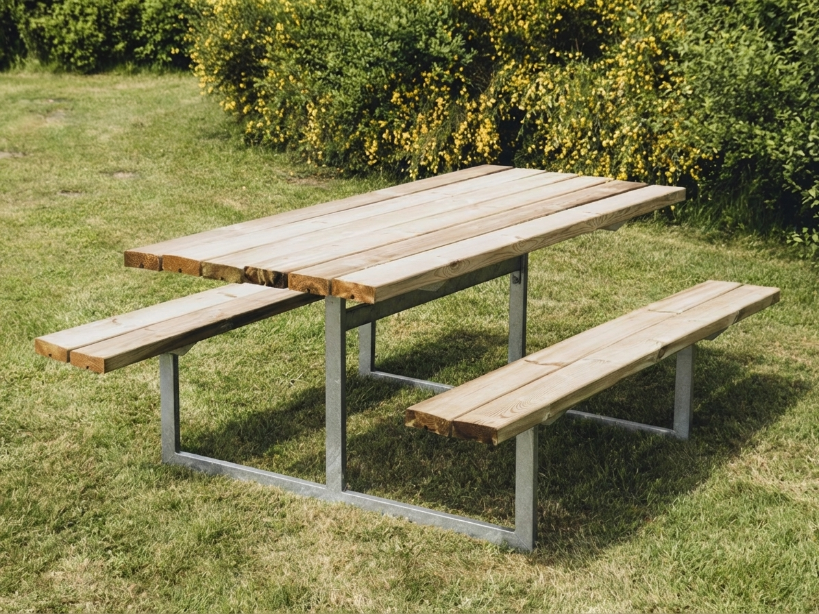 Wooden picnic table in light wood for outdoor use - product detail