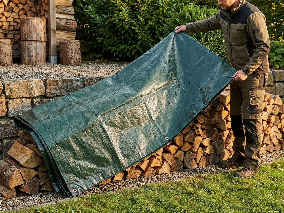 Dark green tarpaulin 5x8 meters for outdoor use - product detail