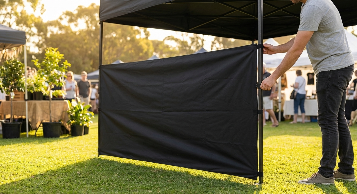 Half sidewall in black for outdoor gazebo use - view 3