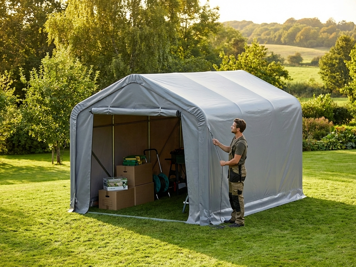 PVC roof cover for storage shelter, grey, 6x6 meters