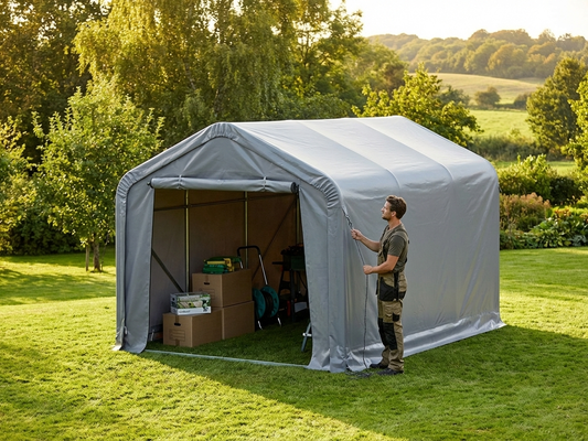 PVC roof cover for storage shelter, grey, 6x6 meters