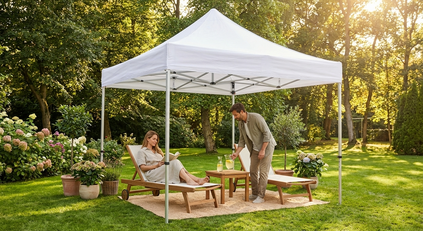 White pop up gazebo with aluminium frame for outdoor use