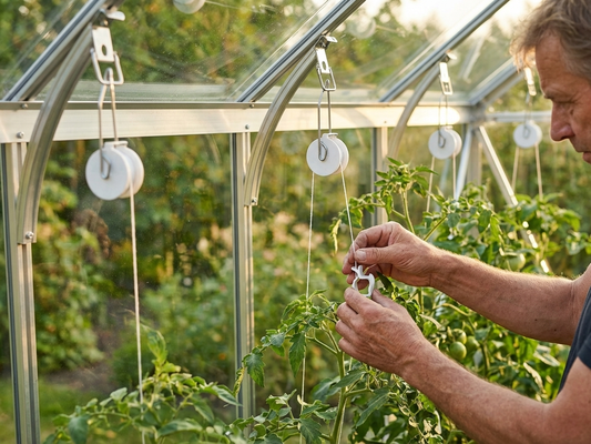 Plant Trellising Set PRO for greenhouse use in silver and white
