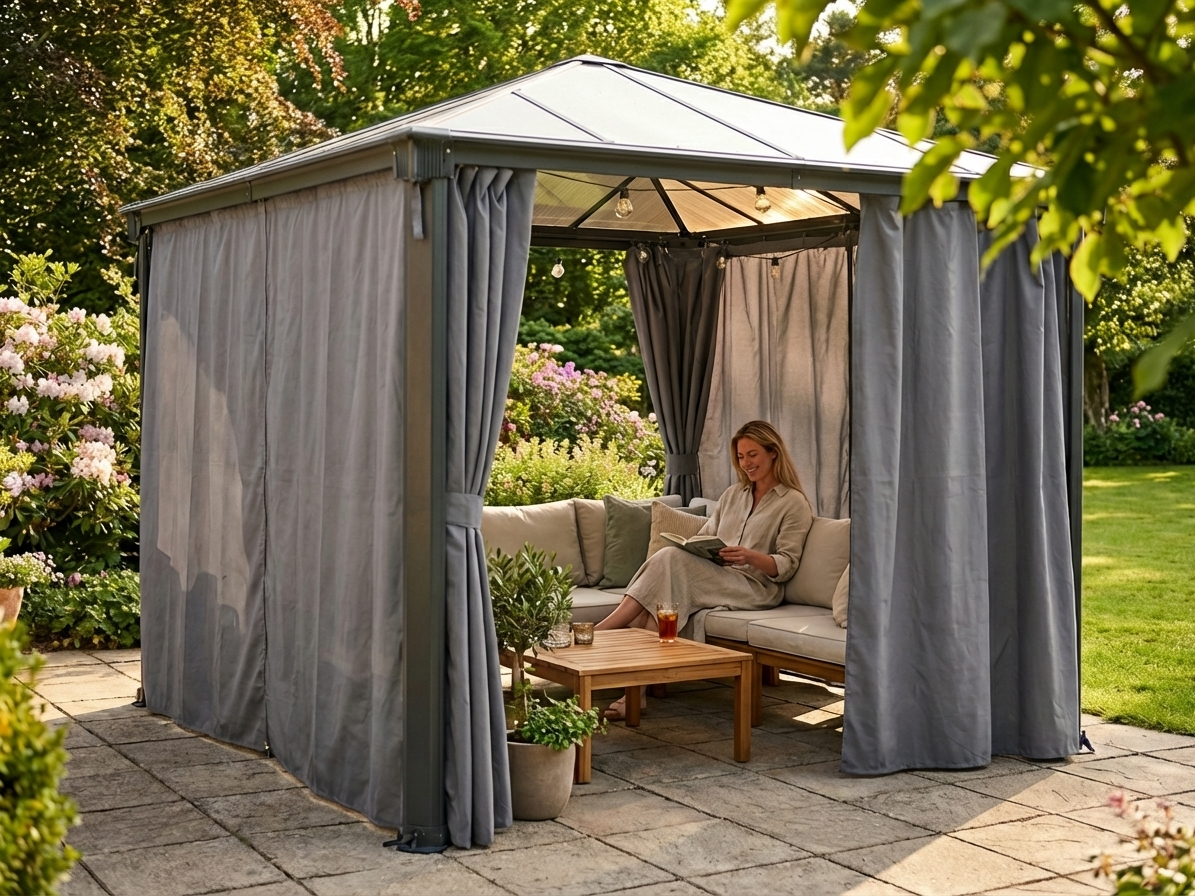 Grey polyester gazebo sidewalls for outdoor use - product detail
