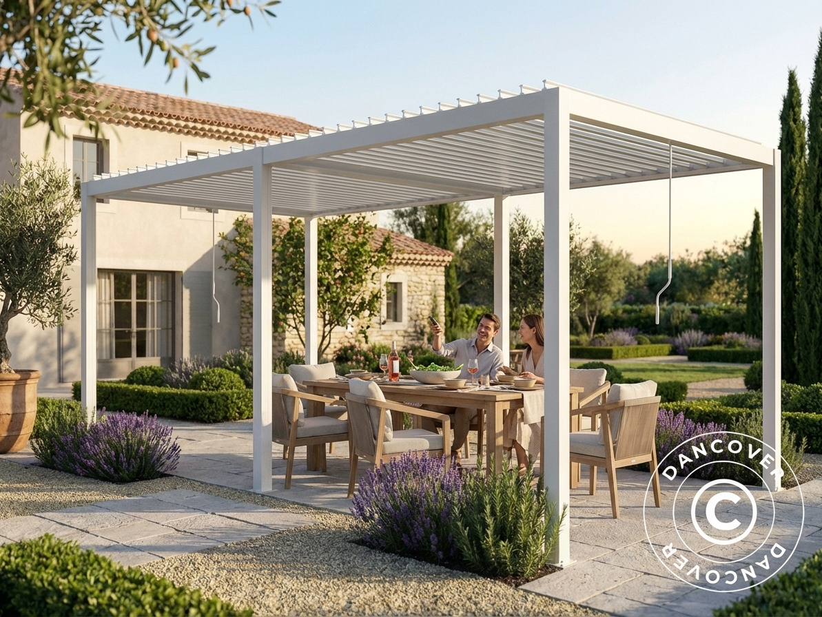 Steel Pergola Gazebo with White Finish for Outdoor Use