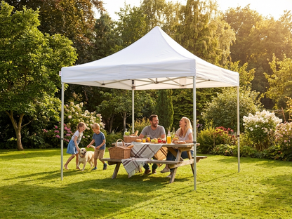 White pop up gazebo with steel frame, perfect for outdoor events - product detail