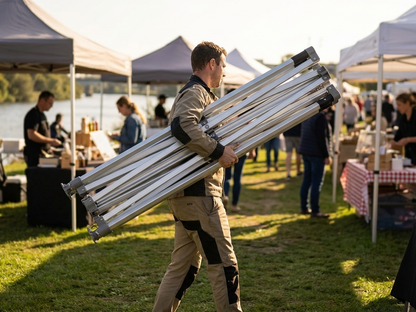 Aluminium gazebo frame for outdoor events, adjustable height