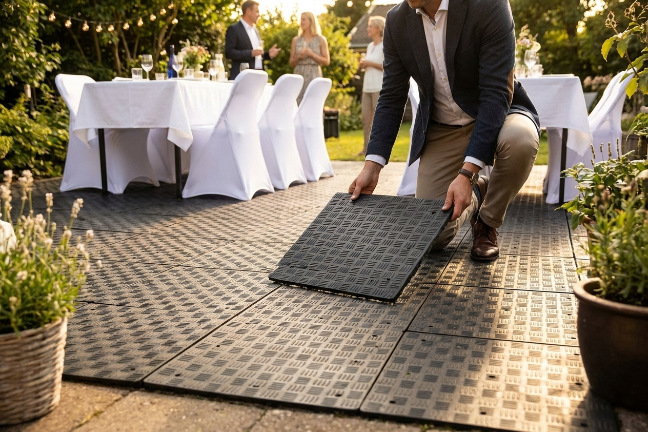 Anthracite recycled PE flooring for indoor and outdoor use - product detail