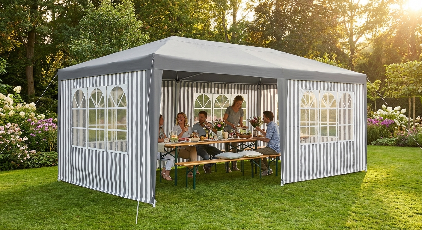 Outdoor events marquee 5x6 m in grey and white - view 3