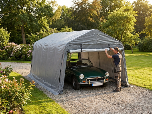 Grey Portable Garage with PVC and Steel Frame for Outdoor Use - product detail