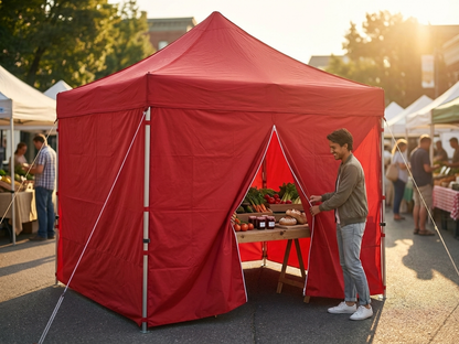 Red sidewall with zipper for event tents, 3m wide