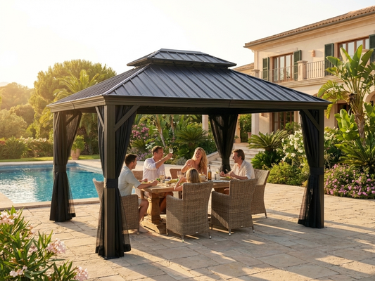Black Gazebo 3x4.25m with Aluminium and Steel Frame - product detail