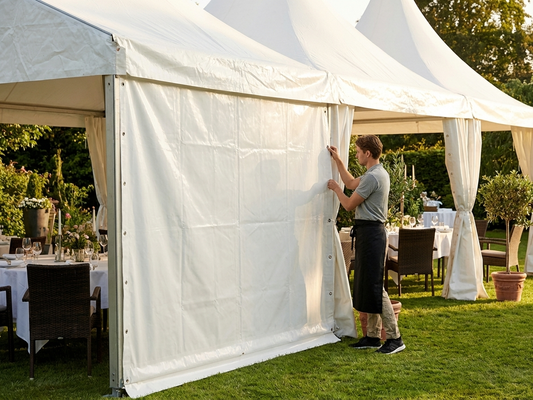 White PVC marquee sidewall for outdoor events - product detail